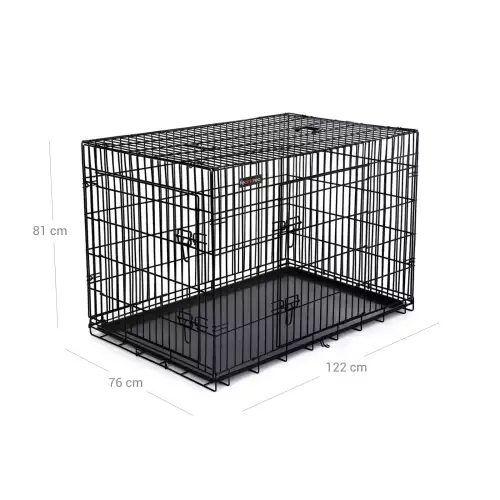 inandoutdoormatch Dog crate XXL deluxe - Bench for dogs - Foldable - Black - 80x122x75cm (11271)