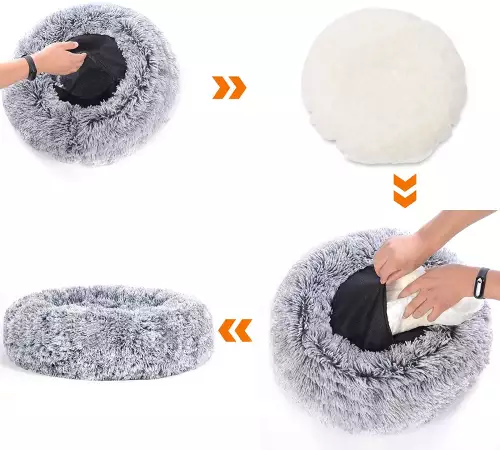 inandoutdoormatch Fluffy dog ​​cushion - Dog basket - Bench cushion - Sofa - 60x60x20cm (13628)