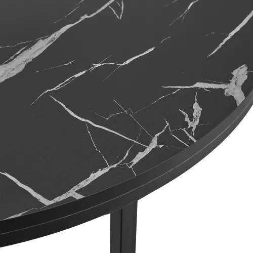 inandoutdoormatch Coffee Table Paulino - 45xØ80 cm - Marble Look Black - Steel and Chipboard - Modern Design (24212)