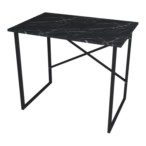 inandoutdoormatch Desk Vance - 75x90x60 cm - Marble Black - Chipboard and Metal - Stable Steel Frame - Modern Design (22541)