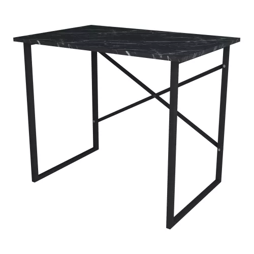 Desk Vance - 75x90x60 cm - Marble Black - Chipboard and Metal - Stable Steel Frame - Modern Design