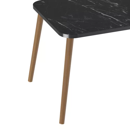inandoutdoormatch Coffee Table Coby - 41x90x50cm - Marble Black and Wood-Colored - Chipboard and Wood - Stylish Design (23097)