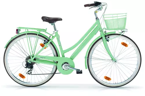 inandoutdoormatch Ladies bicycle Hybrid - City bike 28 inch - With 18 gears - Bicycle basket - Frame size 46 cm - V-brakes and brake levers - Mint green (BOUDK18P7)