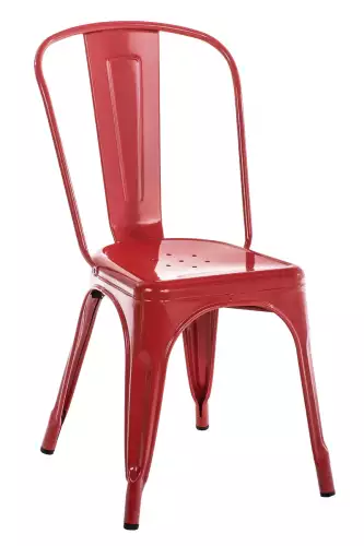 inandoutdoormatch Stacking chair metal - Easy to clean - Garden chair - Stackable canteen chair - Red - Seat height 44cm (10858005)