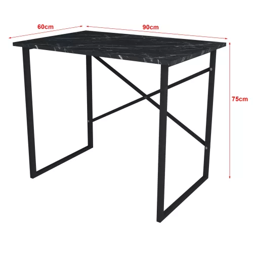 In And OutdoorMatch In And OutdoorMatch Desk Mason - 75x90x60 cm - Marble Black - Chipboard and Metal - Stable Steel Frame - Modern Design (69862)