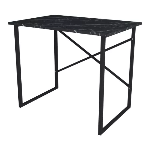 In And OutdoorMatch In And OutdoorMatch Desk Mason - 75x90x60 cm - Marble Black - Chipboard and Metal - Stable Steel Frame - Modern Design (69862)