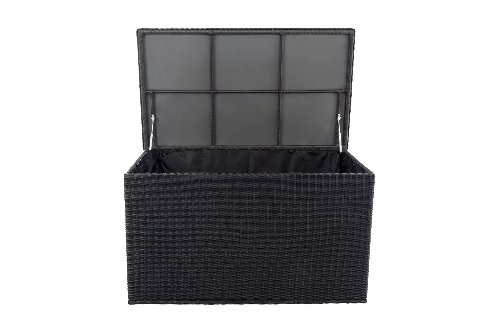 In And OutdoorMatch Rotan Opbergbox Macey - 148 x 85 x 84 cm Zwart - Tuinkussenbox - Waterdicht - Met deksel - Voor binnen & buiten - Tuinbox Garden Storage box