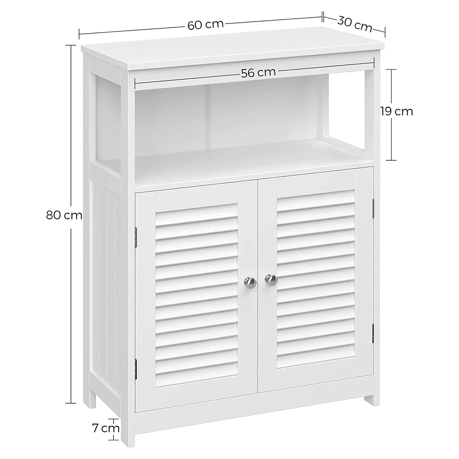 In And OutdoorMatch Badkamerkastje Dasia - Organizer - opberger - met 2 Deurtjes - wit - MDF - Deluxe - 60x30x80cm Badkamerkast