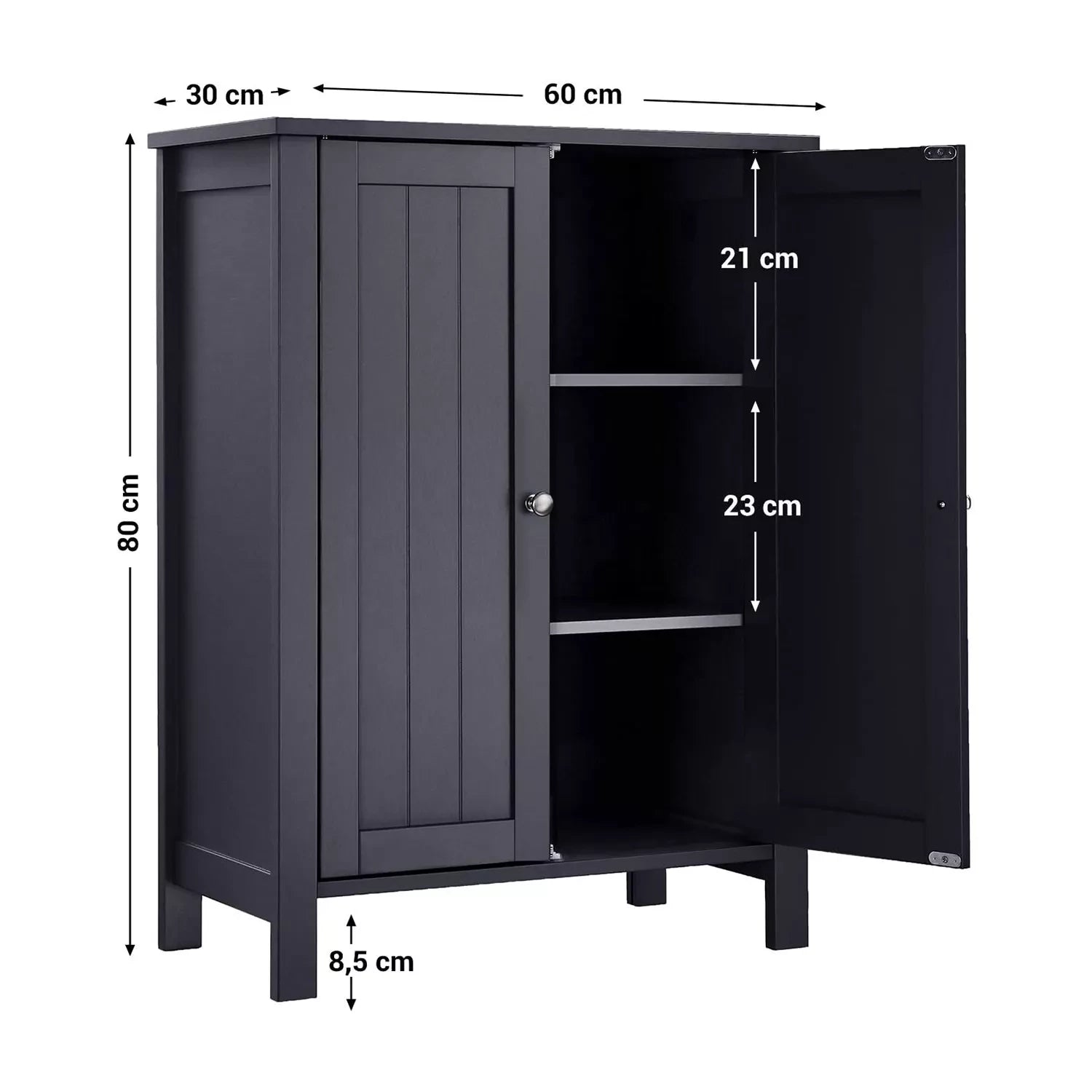 In And OutdoorMatch Badkamermeubel Candice - met Lade - met 2 deuren - Verstelbare Planken - MDF - Wit 60x30x80cm Badkamerkast