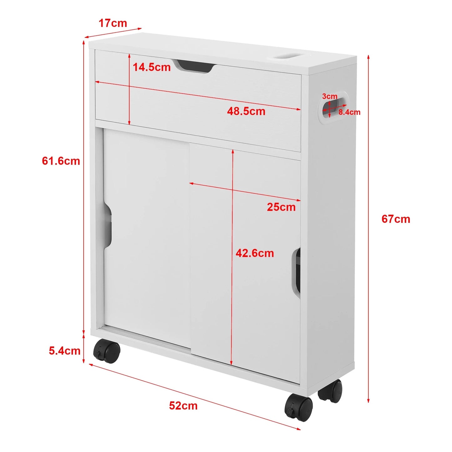 In And OutdoorMatch Badkamermeubel Lorine - Niskast - 67x52x17 cm - Wit - Spaanplaat - 2 Schuifdeuren - Modern Design Badkamerkast