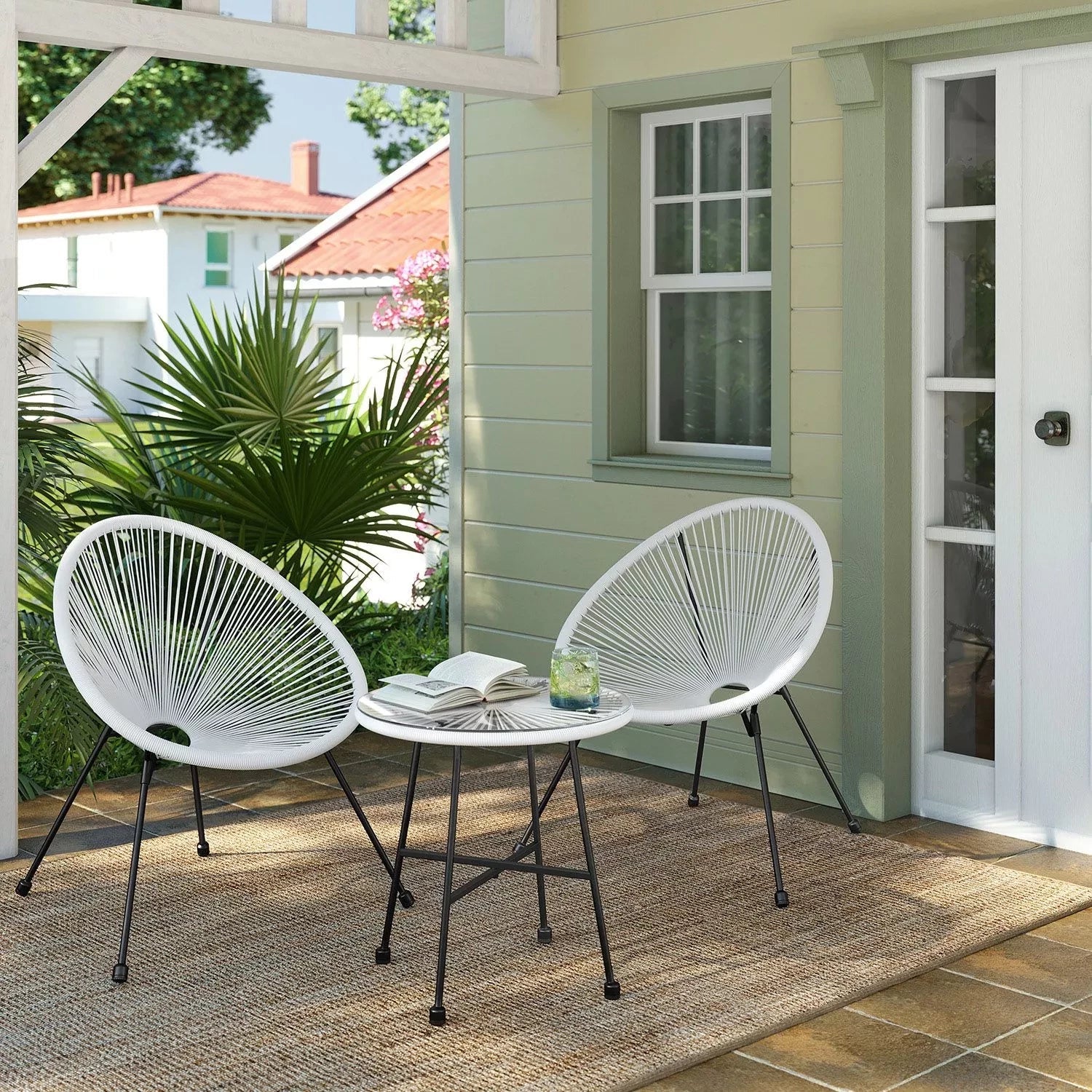 In And OutdoorMatch Balkonmeubel Raphaelle - Tuinmeubelset - Set van 3 - Acapulco Sofa Set - Terrasmeubels - Glazen Tafelblad - 2 Stoelen - Binnen - Buiten - Patio - Tuin - Balkon - Buiten - Zwart Garden set