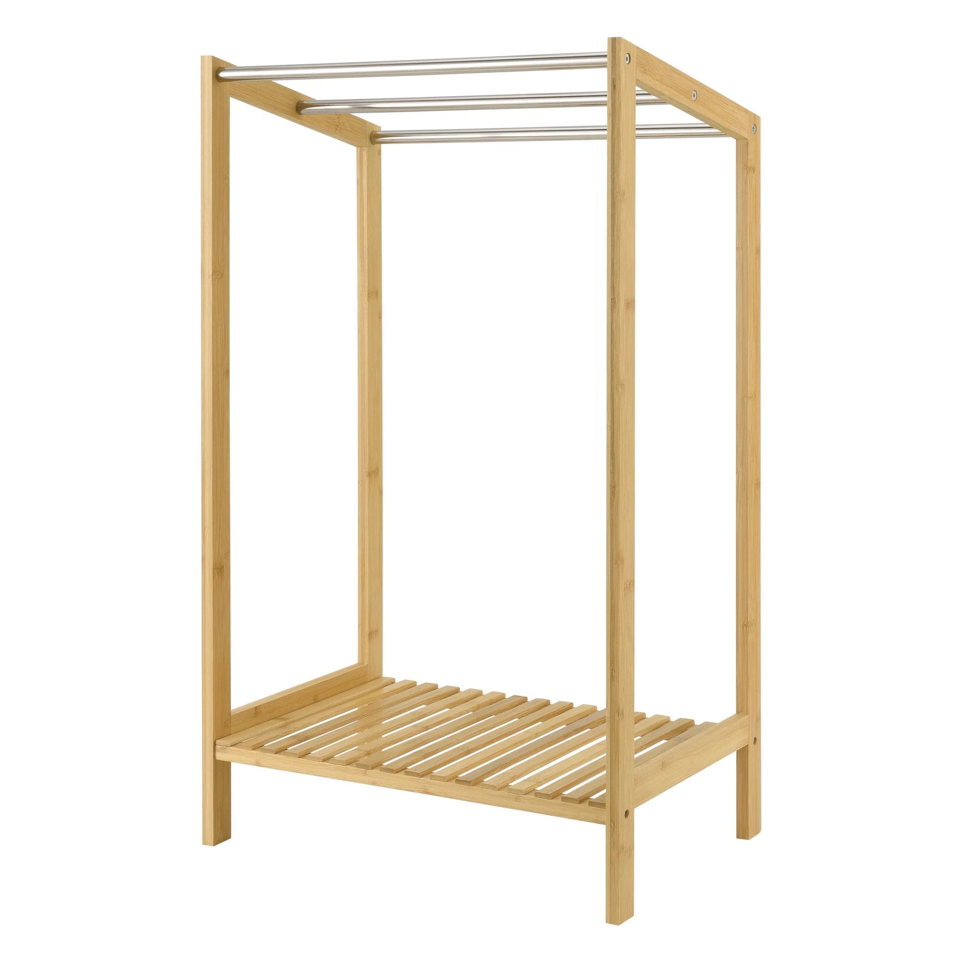 In And OutdoorMatch Bamboe Handdoekenrek Darian - Met Plank - Vrijstaand - 61x31x85 cm - RVS - Minimalistisch Design towel rack