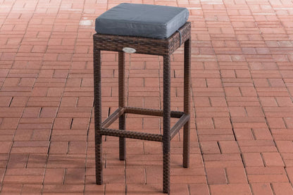 In And OutdoorMatch Barkruk Bianka - Donkergrijs - Rotan - Barstoelen buiten of keuken - Zonder rugleuning - Set van 1 - Wicker - Ergonomisch - 74cm hoog Barkrukken / hocker