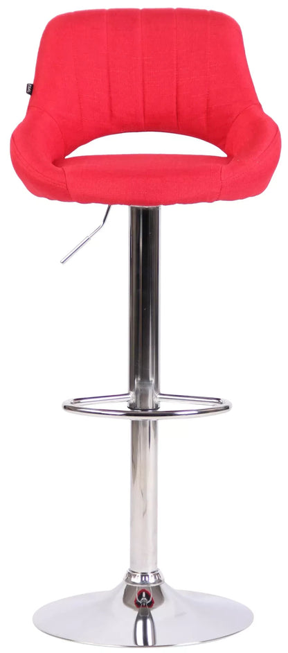 In And OutdoorMatch Barkruk Dannie Rood Chroom - Stof - 60-81cm zithoogte - Ergonomische barstoelen - In hoogte verstelbaar - Set van 1 - Met rugleuning - Voor keuken en bar Barkrukken / hocker