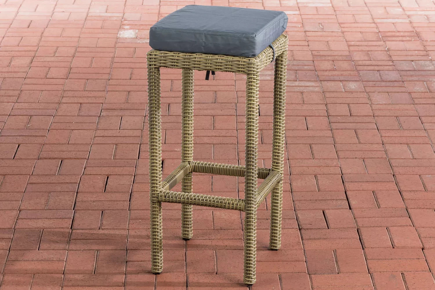 In And OutdoorMatch Barkruk Eduardo - Rotan - Iron grey/ Woodcolor - Barstoelen buiten of keuken - Zonder rugleuning - Set van 1 - Rieten - Ergonomisch - 74cm hoog Barkrukken / hocker