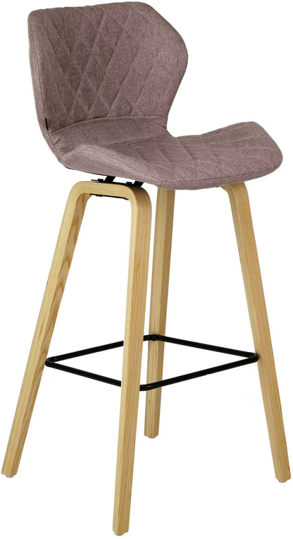 In And OutdoorMatch Barkruk Gerda - Grijs hout - 80cm zithoogte Set van 1 - Voor keuken en bar - Met rugleuning - Ergonomische barstoelen Barkrukken / hocker