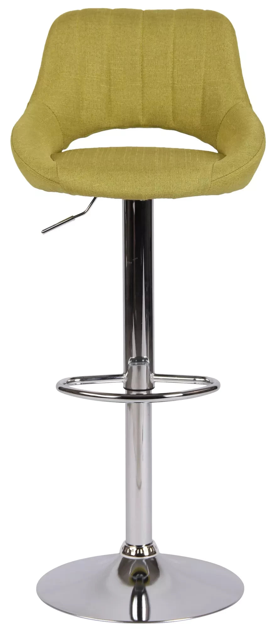 In And OutdoorMatch Barkruk Hipo Geel Chroom - Stof - Zithoogte 60-81cm - Ergonomische barstoelen - In hoogte verstelbaar - Set van 1 - Met rugleuning - Voor keuken en bar Barkrukken / hocker