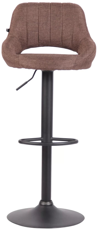 In And OutdoorMatch Barkruk Miza Bruin zwart - Stof - 60-81cm zithoogte - Ergonomische barstoelen - In hoogte verstelbaar - Set van 1 - Met rugleuning - Voor keuken en bar Barkrukken / hocker