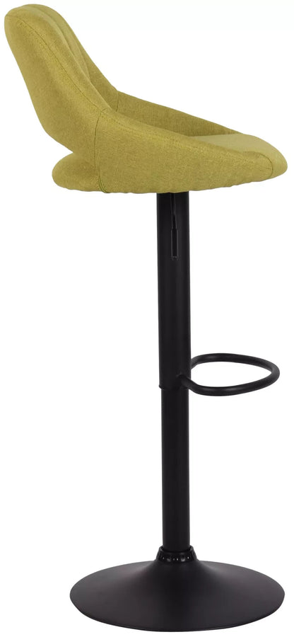 In And OutdoorMatch Barkruk Miza Geel zwart - Stof - 60-81cm zithoogte - Ergonomische barstoelen - In hoogte verstelbaar - Set van 1 - Met rugleuning - Voor keuken en bar Barkrukken / hocker