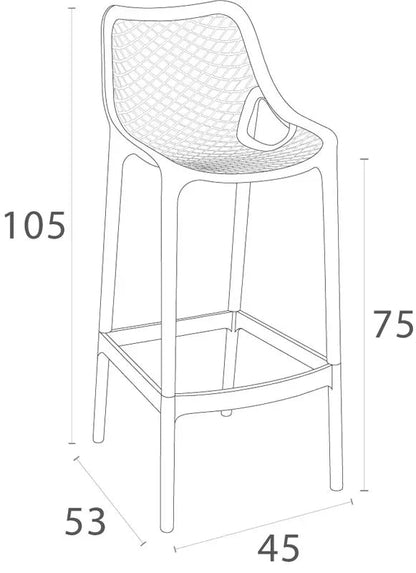 In And OutdoorMatch Barkruk Moriah - Set van 1 - Ergonomisch - Barkruk keuken of kantine - Groen - 75cm Barkrukken / hocker