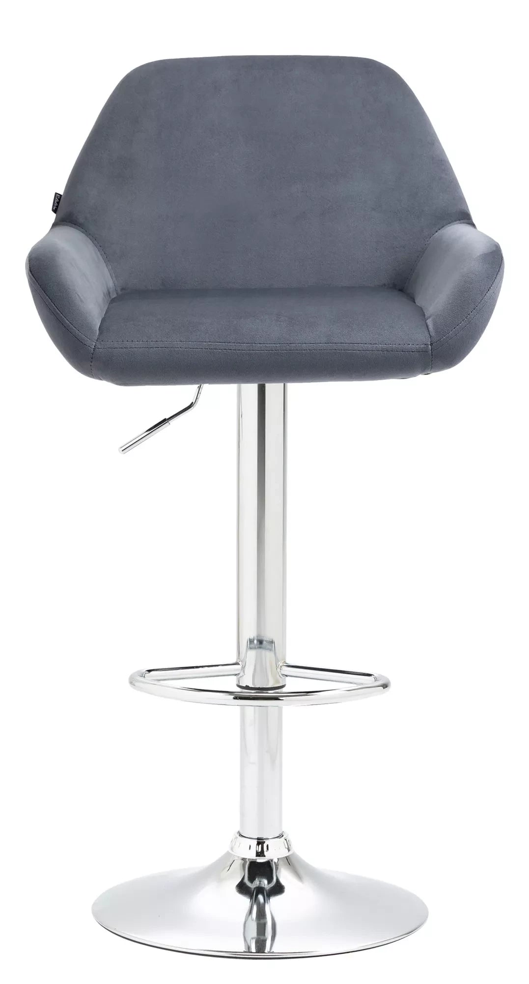 In And OutdoorMatch Barkruk Moriah - Velvet grijs - Zithoogte 63-83cm - Met rugleuning - In hoogte verstelbaar - Keuken en bar - Set van 1 - Ergonomische - barstoelen Barkrukken / hocker