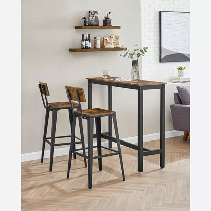 In And OutdoorMatch Barkruk Newton - Met rugleuning - Set van 2 - Ergonomisch - Barstoelen voor keuken of kantine - Vierkant - Zwart - Zithoogte 74cm Barkrukken / hocker