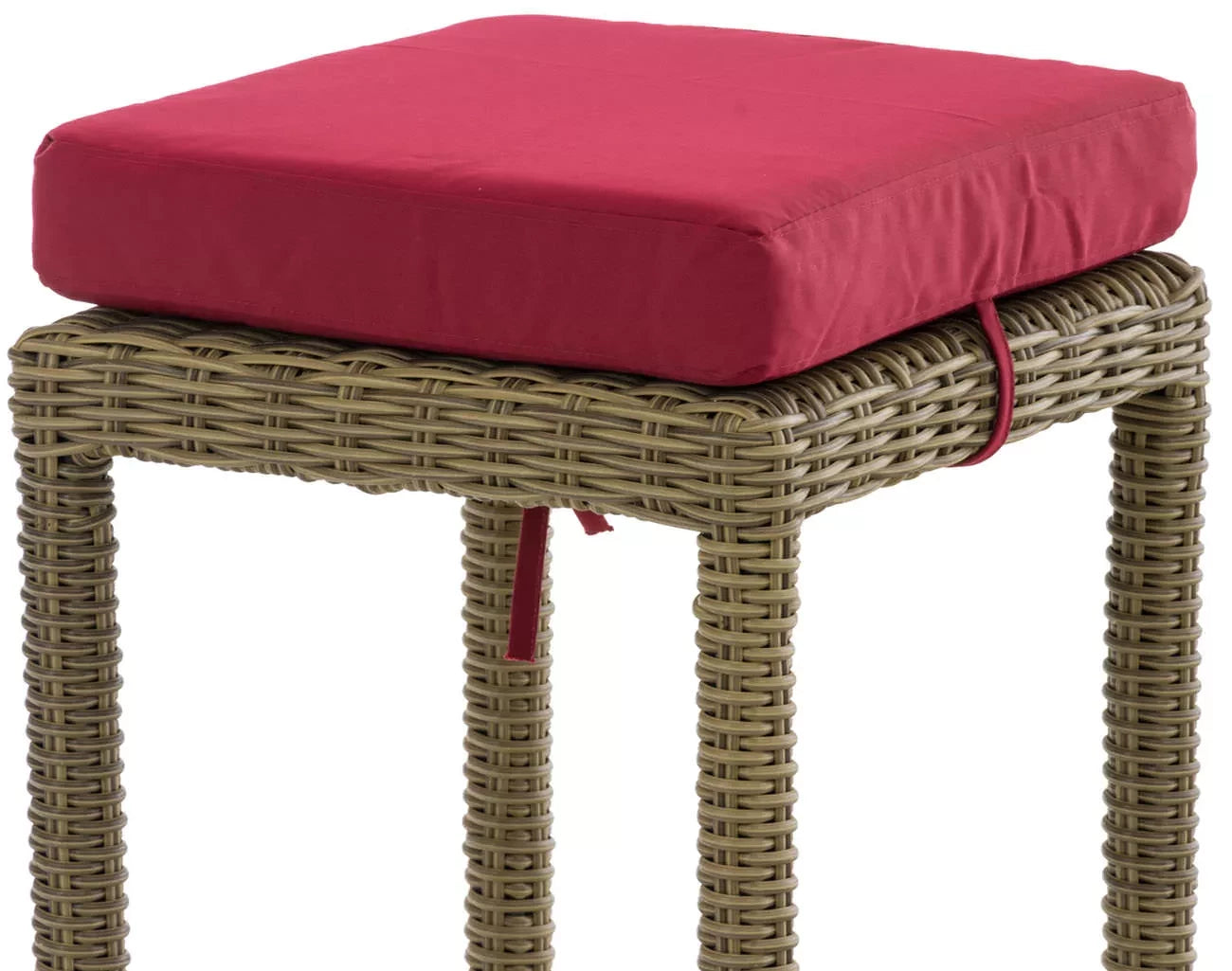 In And OutdoorMatch Barkruk Nicolette - Rotan - Robijnrood/ Houtkleur - Barstoelen buiten of keuken - Zonder rugleuning - Set van 1 - Rieten - Ergonomisch - 74cm hoog Barkrukken / hocker