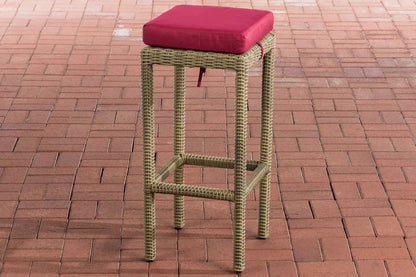 In And OutdoorMatch Barkruk Nicolette - Rotan - Robijnrood/ Houtkleur - Barstoelen buiten of keuken - Zonder rugleuning - Set van 1 - Rieten - Ergonomisch - 74cm hoog Barkrukken / hocker