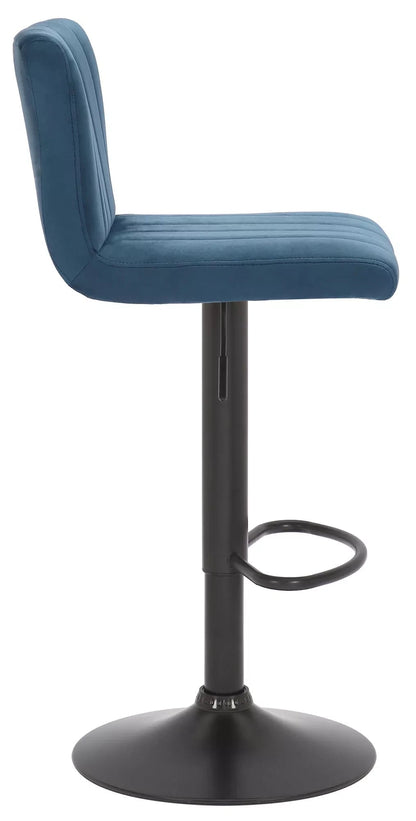 In And OutdoorMatch Barkruk Pat - Fluweel blauw - Zithoogte 62-83 cm - Met rugleuning - In hoogte verstelbaar - Set van 1 - Ergonomische - barstoelen - Keuken Barkrukken / hocker