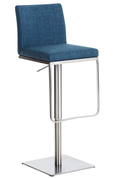 In And OutdoorMatch Barkruk Princess - Met rugleuning - Polyester - Set van 1 - Ergonomisch - Barstoelen voor keuken of kantine - Blauw - Zithoogte 58-82cm Barkrukken / hocker