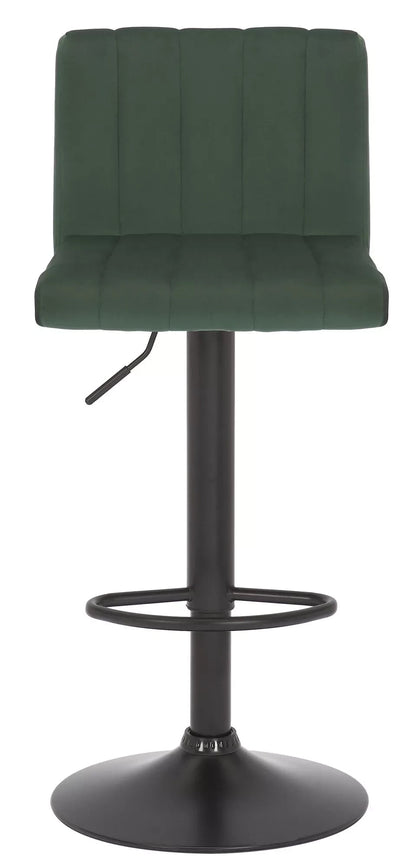 In And OutdoorMatch Barkruk Reggie - Velvet groen - Zithoogte 62-83 cm - Met rugleuning - In hoogte verstelbaar - Set van 1 - Ergonomische - barstoelen - Keuken Barkrukken / hocker