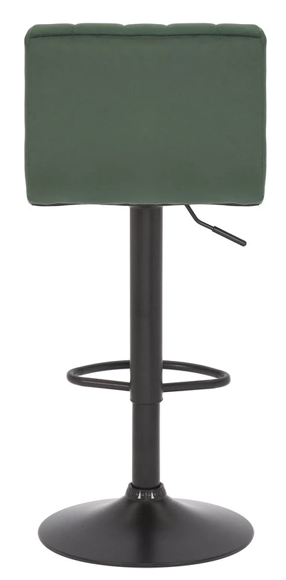 In And OutdoorMatch Barkruk Reggie - Velvet groen - Zithoogte 62-83 cm - Met rugleuning - In hoogte verstelbaar - Set van 1 - Ergonomische - barstoelen - Keuken Barkrukken / hocker