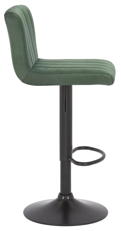 In And OutdoorMatch Barkruk Reggie - Velvet groen - Zithoogte 62-83 cm - Met rugleuning - In hoogte verstelbaar - Set van 1 - Ergonomische - barstoelen - Keuken Barkrukken / hocker