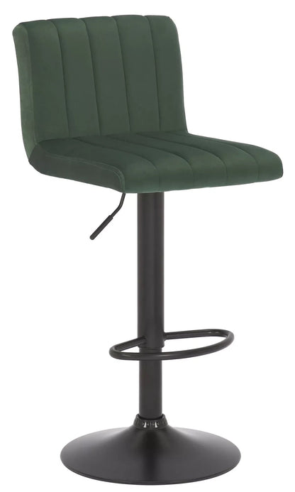 In And OutdoorMatch Barkruk Reggie - Velvet groen - Zithoogte 62-83 cm - Met rugleuning - In hoogte verstelbaar - Set van 1 - Ergonomische - barstoelen - Keuken Barkrukken / hocker