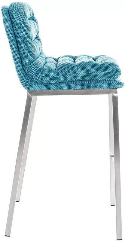 In And OutdoorMatch Barkruk Siso blauw - Luchtig - 80cm zithoogte - Set van 1 - Met rugleuning - Voor keuken en bar - Ergonomische barstoelen Barkrukken / hocker