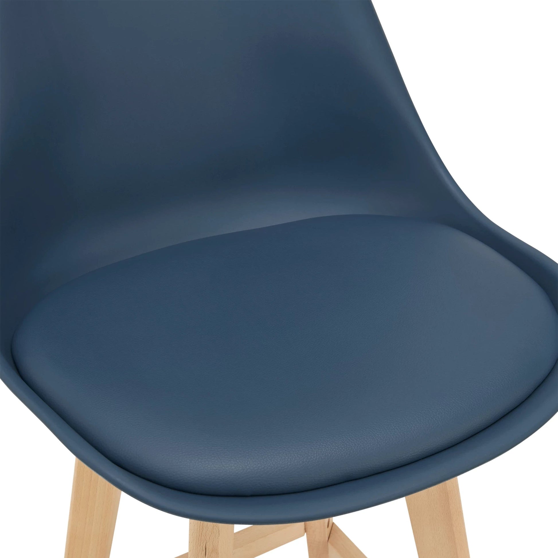 In And OutdoorMatch Barkruk Susanna - Set van 6 - Imitatieleer en Beuken - 105x48x58 cm - Blauw - Modern design Barkrukken / hocker