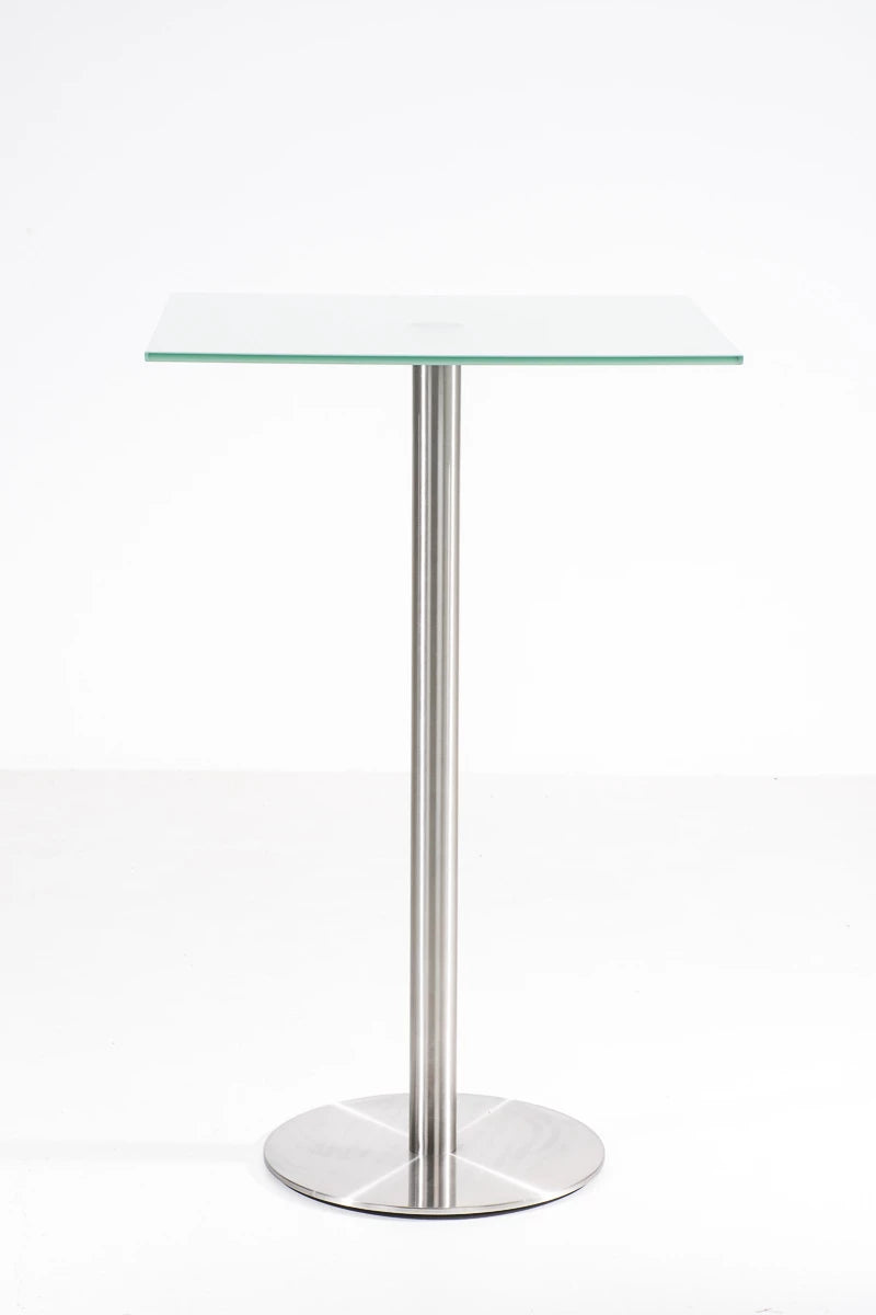 In And OutdoorMatch Bartafel Anneli - 70x70x110 cm - RVS Frame - Opvallend Design - Matglas Bar table