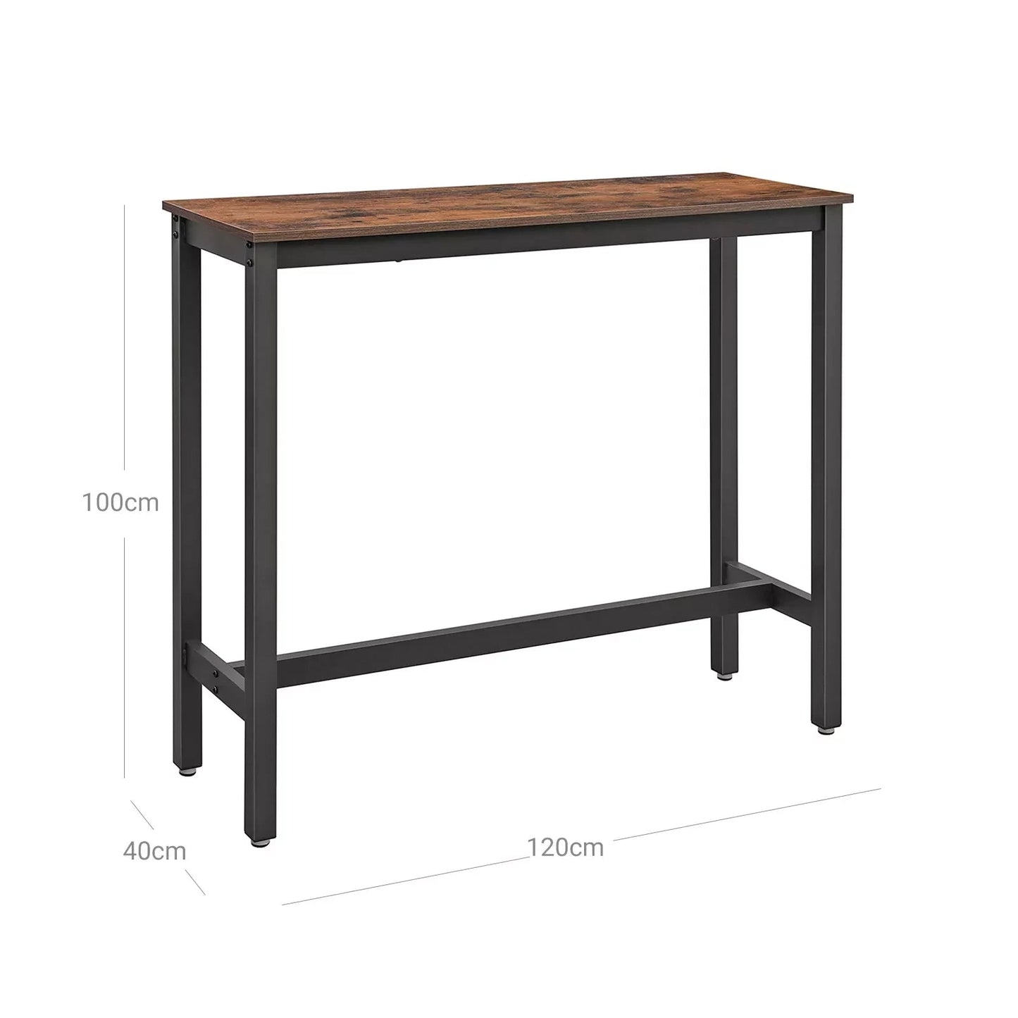 In And OutdoorMatch Bartafel Lesley - Rechthoekig - Industrieel - Bartafel voor Indoor & Outdoor - Metaal en hout - 120x40x100cm Bar table