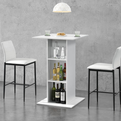 In And OutdoorMatch Bartafel Letha - Met 3 Planken - 70x70x110 cm - Wit - Spaanplaat - Modern Design Bar table