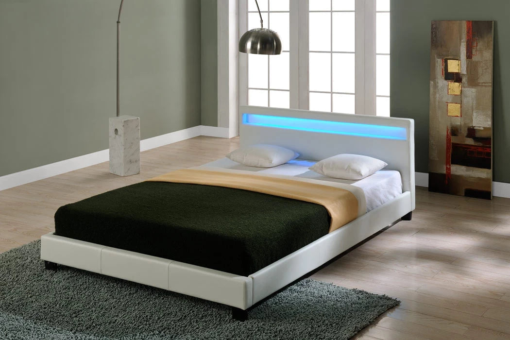 In And OutdoorMatch Bed Robert - met LED-verlichting - Bedbodem - 160x200 cm - Wit - Modern design bed twee personen