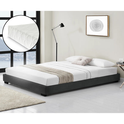 In And OutdoorMatch Bedframe Carmel - Modern kunstleer bedframe - met matras - 180x200 - Zwart Bedframe