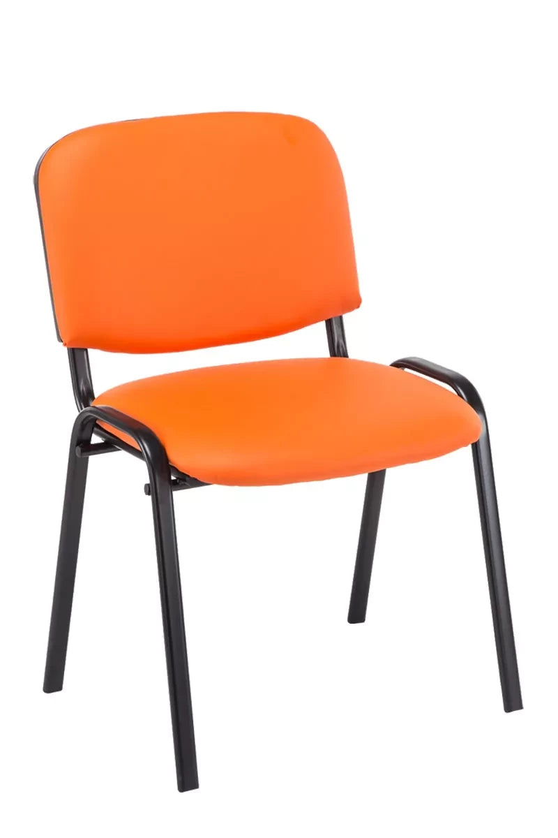 In And OutdoorMatch Bezoekersstoelen Kaylin - Oranje - Set van 4 - Imitatie Leder - Metaal Mat Zwart - 53x53x83cm - Stapelbaar - Gestoffeerde Zitting Eetkamerstoel