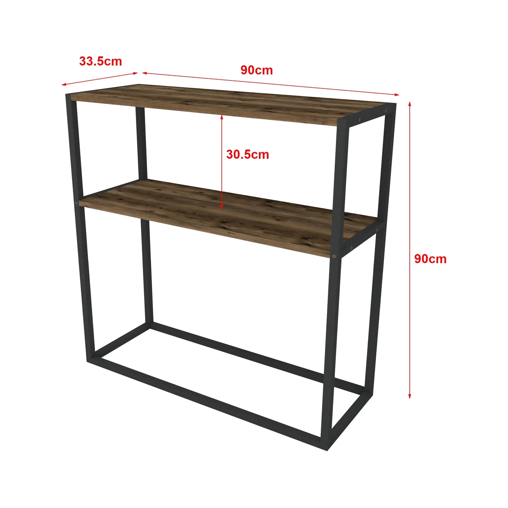 In And OutdoorMatch Bijzettafel Adonis - Spaanplaat en Metaal - Antiek eiken en Zwart - 90 x 90 x 33,5 cm - Modern Design Bijzetttafel