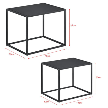 In And OutdoorMatch Bijzettafel David - Set van 2 - Zwart - Metaal - 35x45x35 - 30x40x30 cm - Modern Design Bijzetttafel