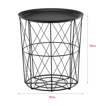 In And OutdoorMatch Bijzettafel Edwardo - Metaal - Set van 3 - Met afneembaar tafelblad - Zwart - Metaal - Modern design Bijzetttafel