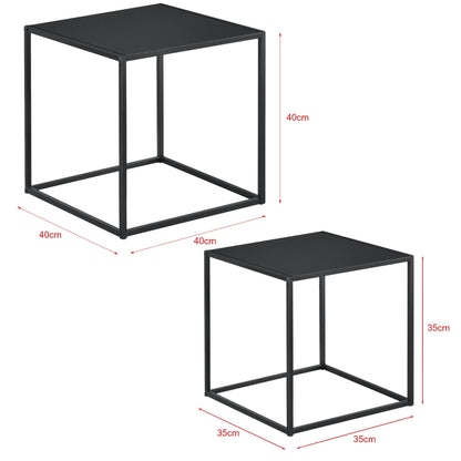 In And OutdoorMatch Bijzettafel Lottie - Set van 2 - Zwart - Metaal - 40x40x40 - 35x35x35 cm - Modern Design Bijzetttafel