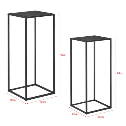 In And OutdoorMatch Bijzettafel Rodrick - Set van 2 - Zwart - Metaal - 70x30x30 - 60x25x25 cm - Modern Design Bijzetttafel