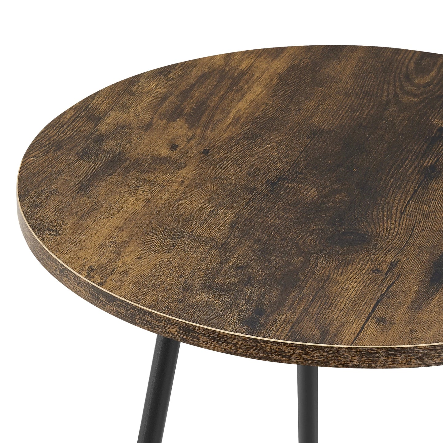 In And OutdoorMatch Bijzettafel Rond Ivy - 55xØ45 cm - Houtkleurig en Zwart - MDF en Metaal Poedercoating - Modern Design Bijzetttafel