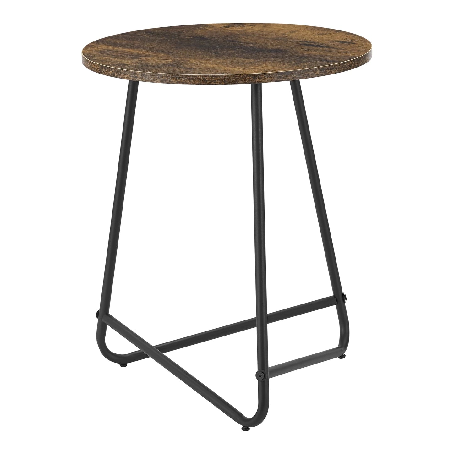 In And OutdoorMatch Bijzettafel Rond Ivy - 55xØ45 cm - Houtkleurig en Zwart - MDF en Metaal Poedercoating - Modern Design Bijzetttafel