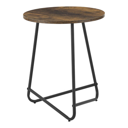 In And OutdoorMatch Bijzettafel Rond Ivy - 55xØ45 cm - Houtkleurig en Zwart - MDF en Metaal Poedercoating - Modern Design Bijzetttafel